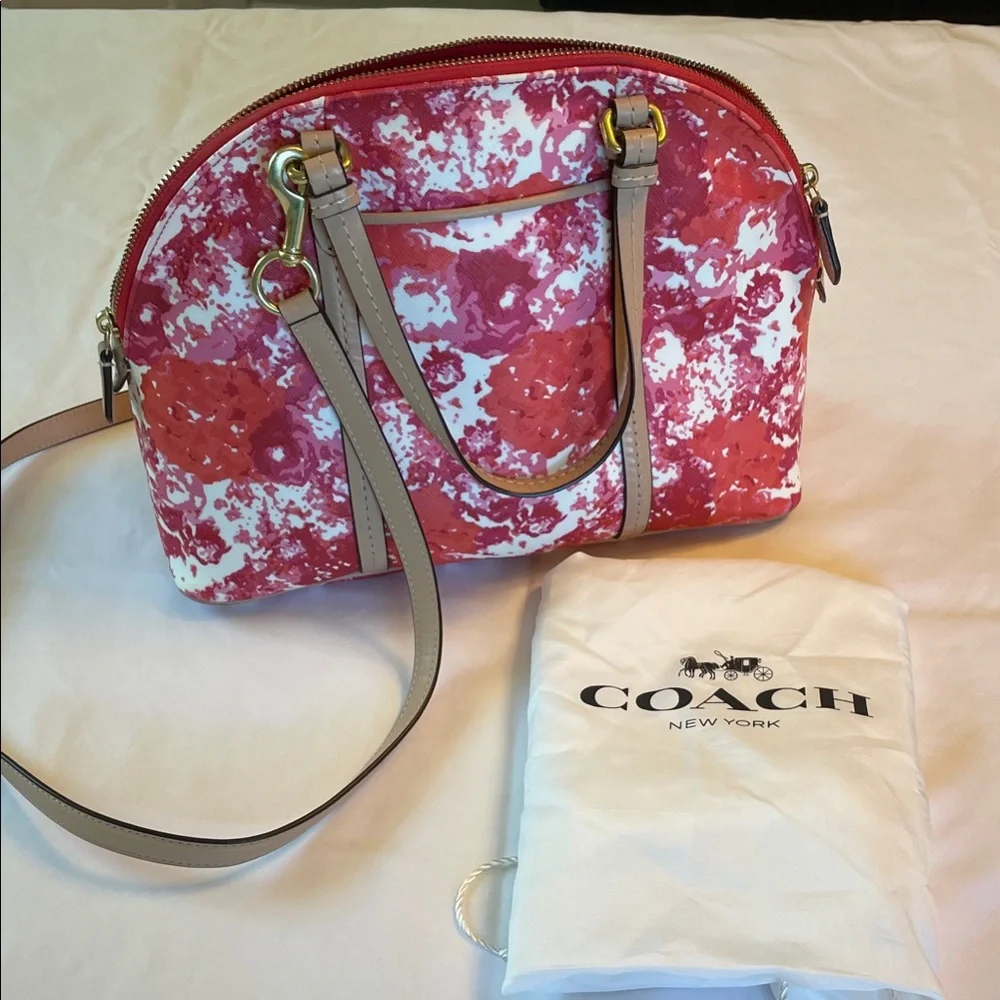 Coach Pink and White Floral Crossbody Bag - Picture 1 of 3